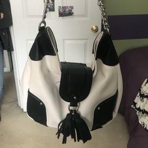 White and black purse